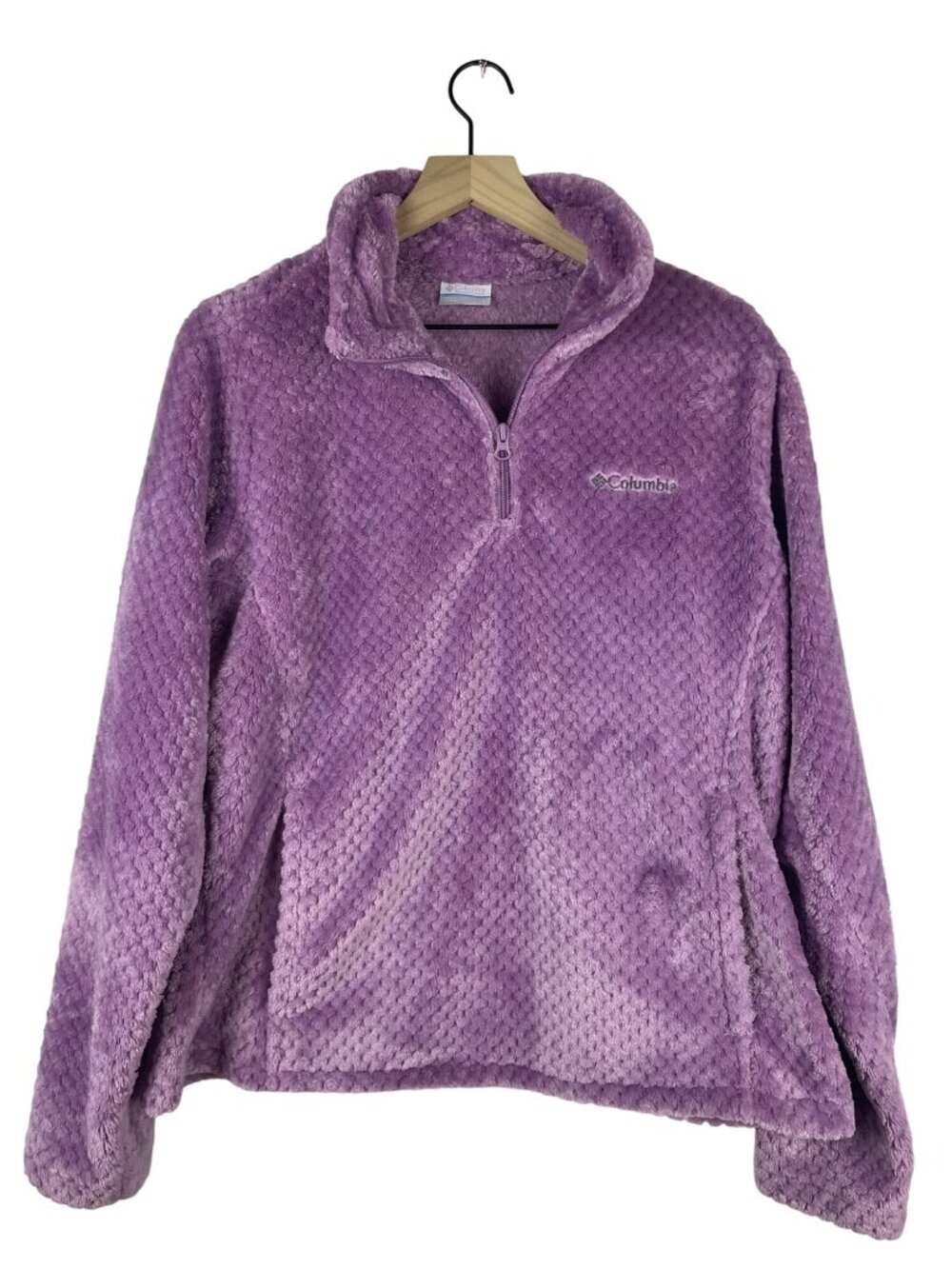 Columbia Fleece 1/4 Zip Faux Fur Women's Large Pink Blush Pullover Jacket